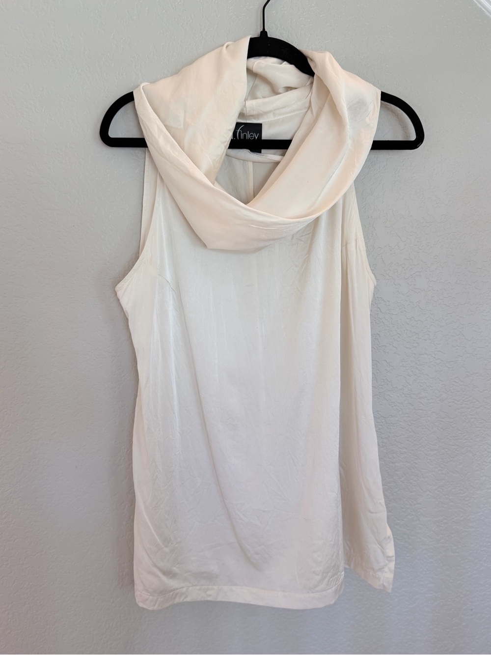 Finley Ivory Silk Cowl Neck Sleeveless Top - Size L
